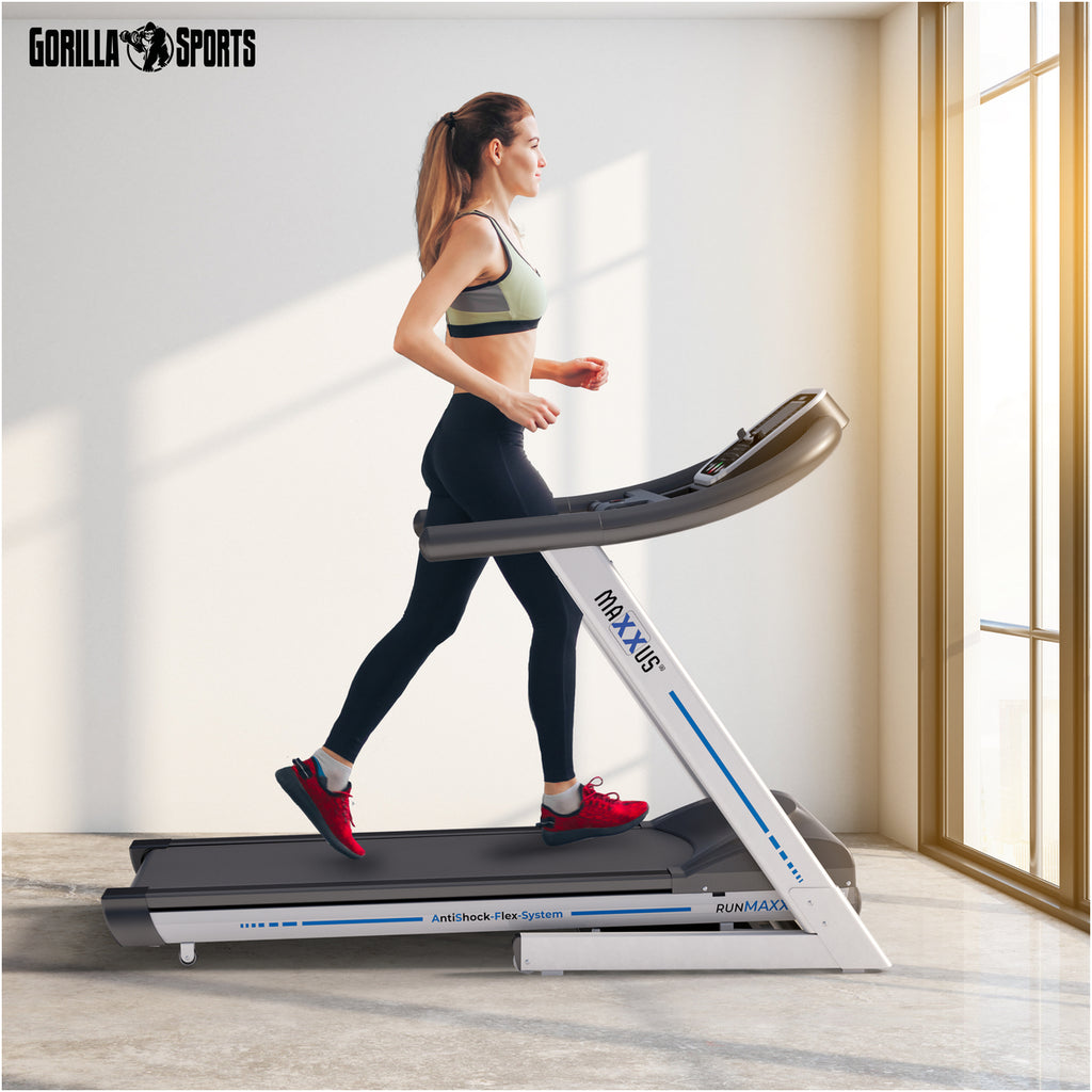 Juoksumatto MAXXUS 7.3 – Kokoontaitettava, 18 km/h, max. 130 kg, LED-Näyttö, Vaimennusjärjestelmä