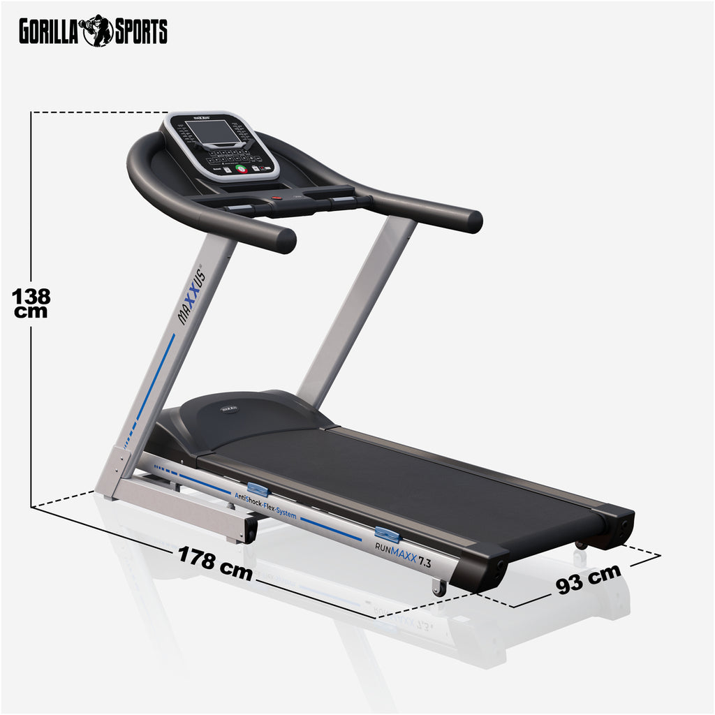 Juoksumatto MAXXUS 7.3 – Kokoontaitettava, 18 km/h, max. 130 kg, LED-Näyttö, Vaimennusjärjestelmä