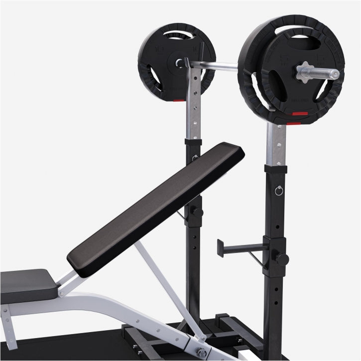 Monipuolinen Säädettävä Painonnostopenkki + Painot Vinyylinen Tri Grip Ø 30mm Levytankosarja 100kg