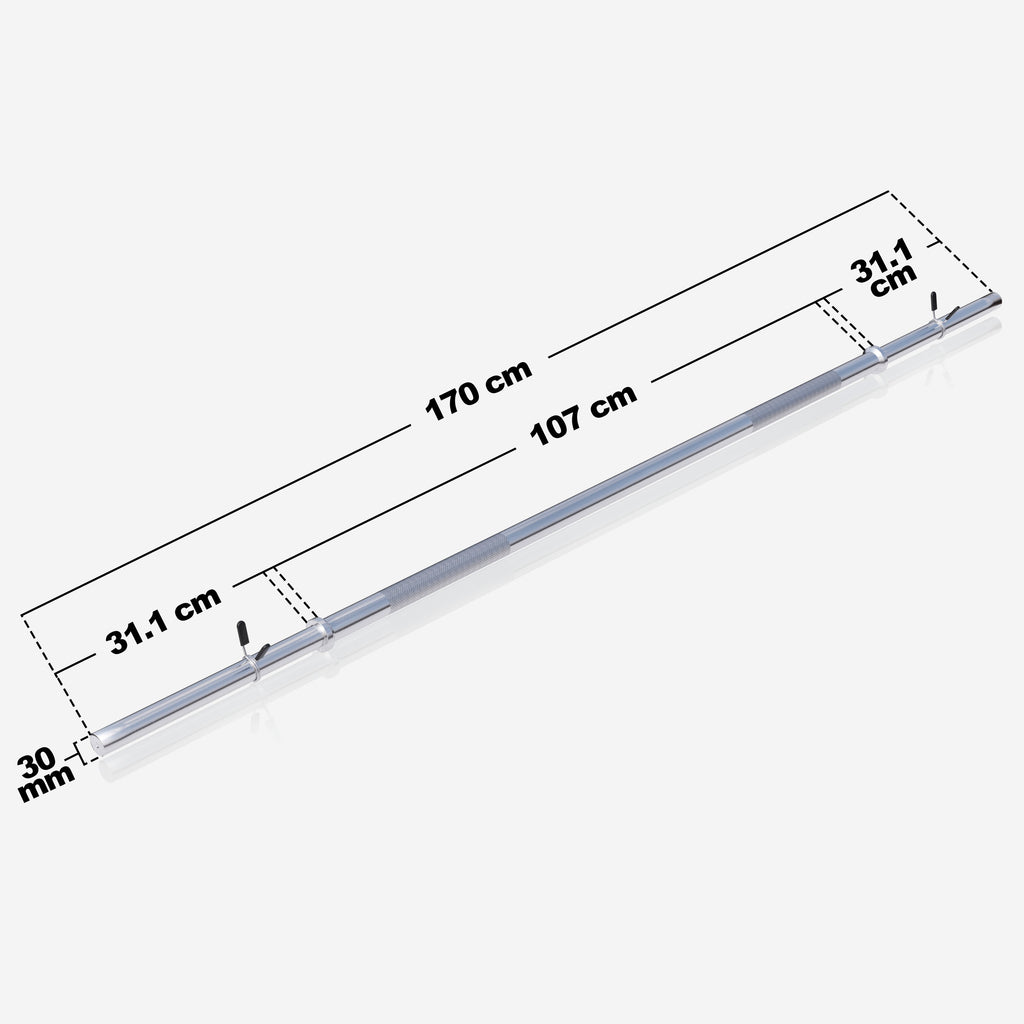 Suora Levytanko / Painonnostotanko Jousilukoilla 170cm, Ø 30mm, 10kg Kromi
