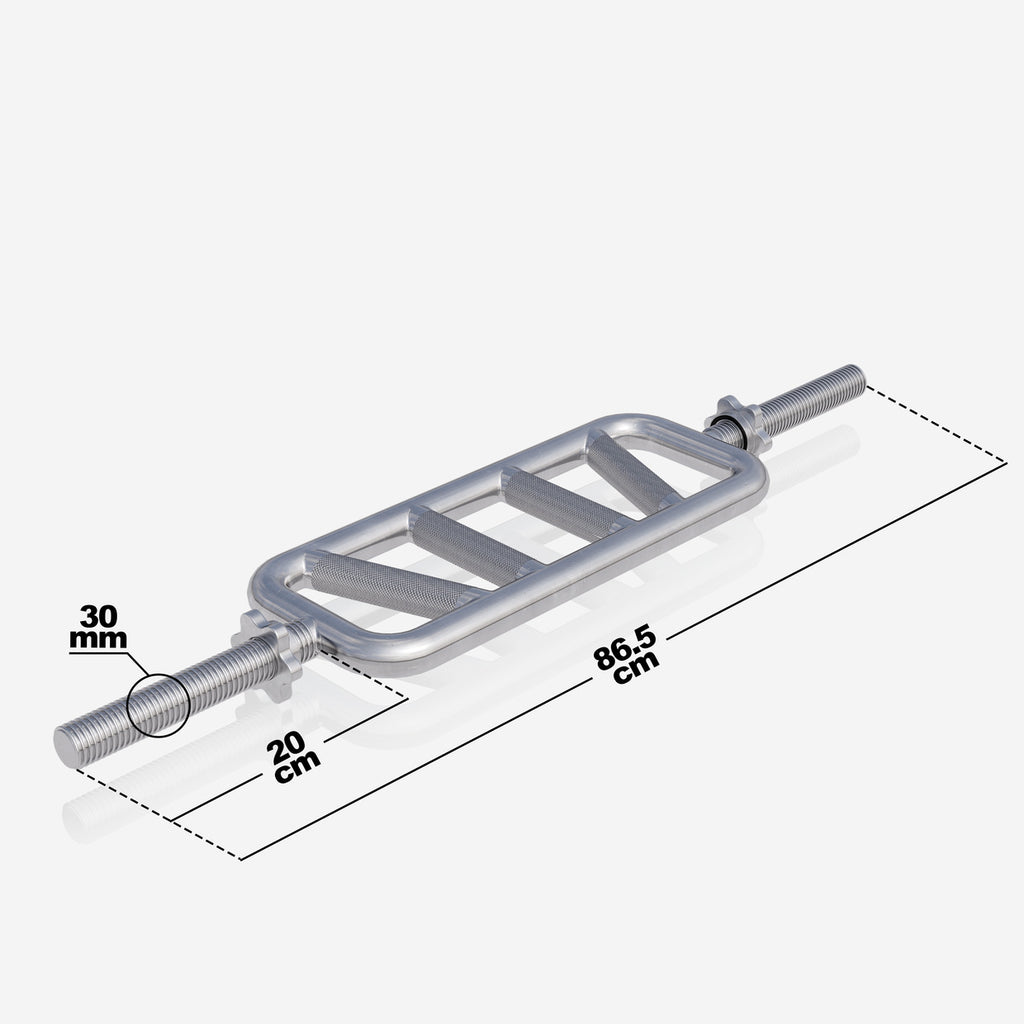 Ojentajatanko Viisto-ote / Swiss Bar Kierrelukoilla 86,5x18cm, Ø 30mm, 10kg Kromi
