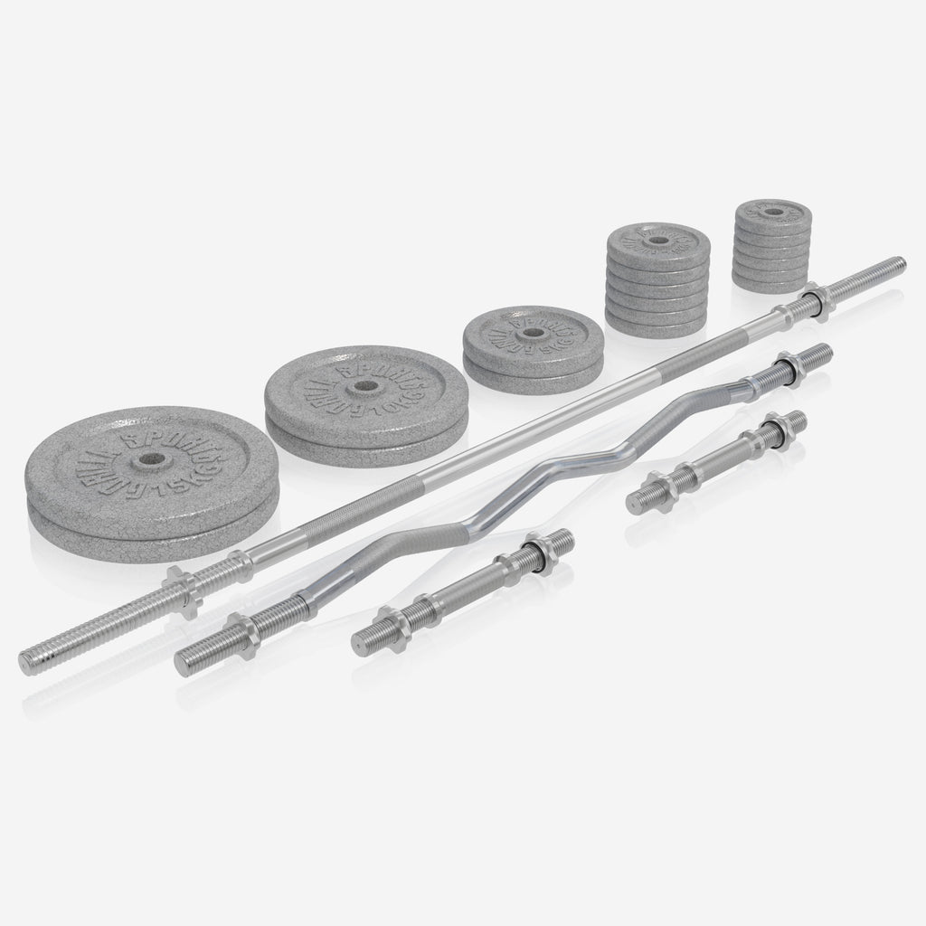 Monipuolinen Säädettävä Painonnostopenkki Musta + Valurautainen Levytankosarja 108kg