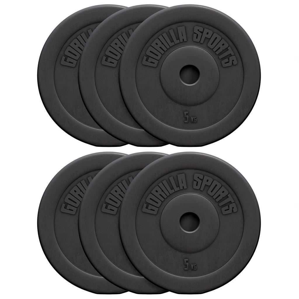 Levypainot 6x5kg, 30mm Vinyylipainot, Musta