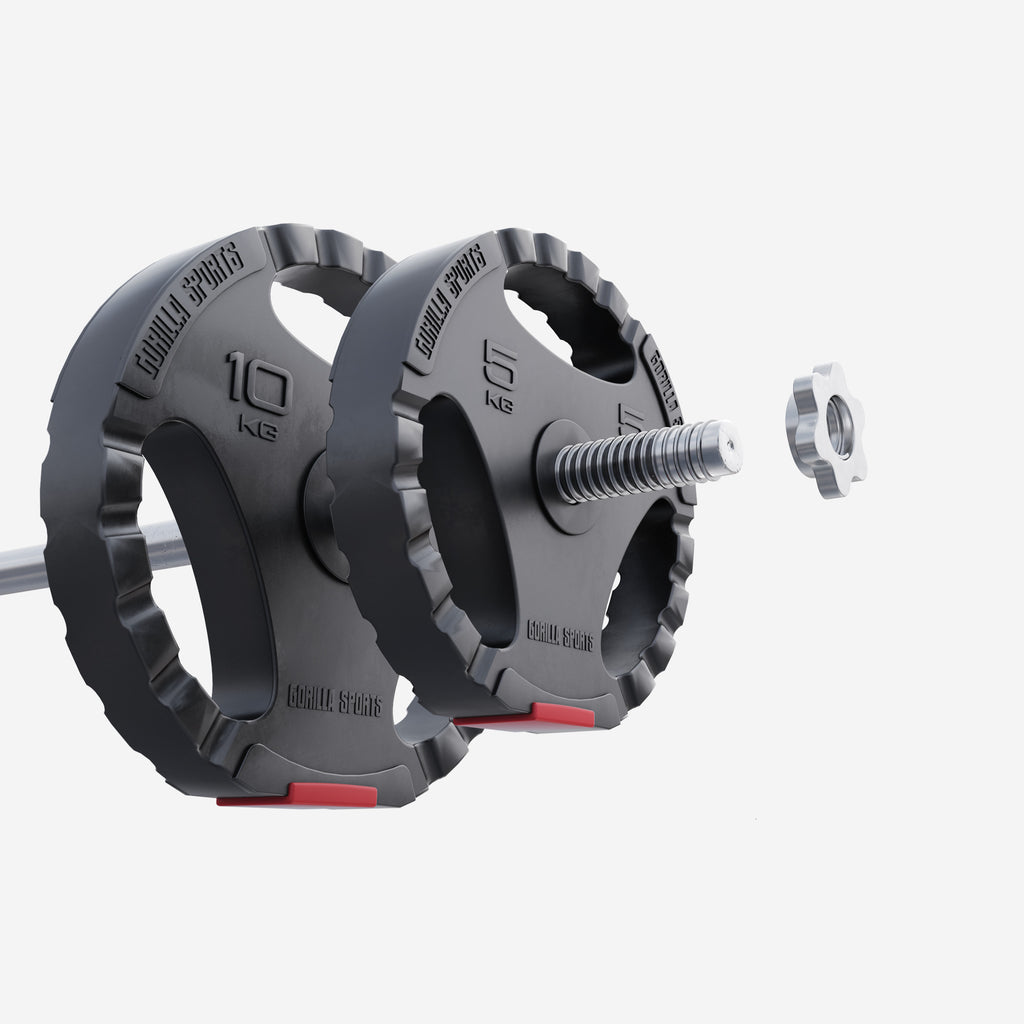 Levypainot 2x10kg 2x5kg, 30mm Vinyylipainot Otekahvoilla, Musta