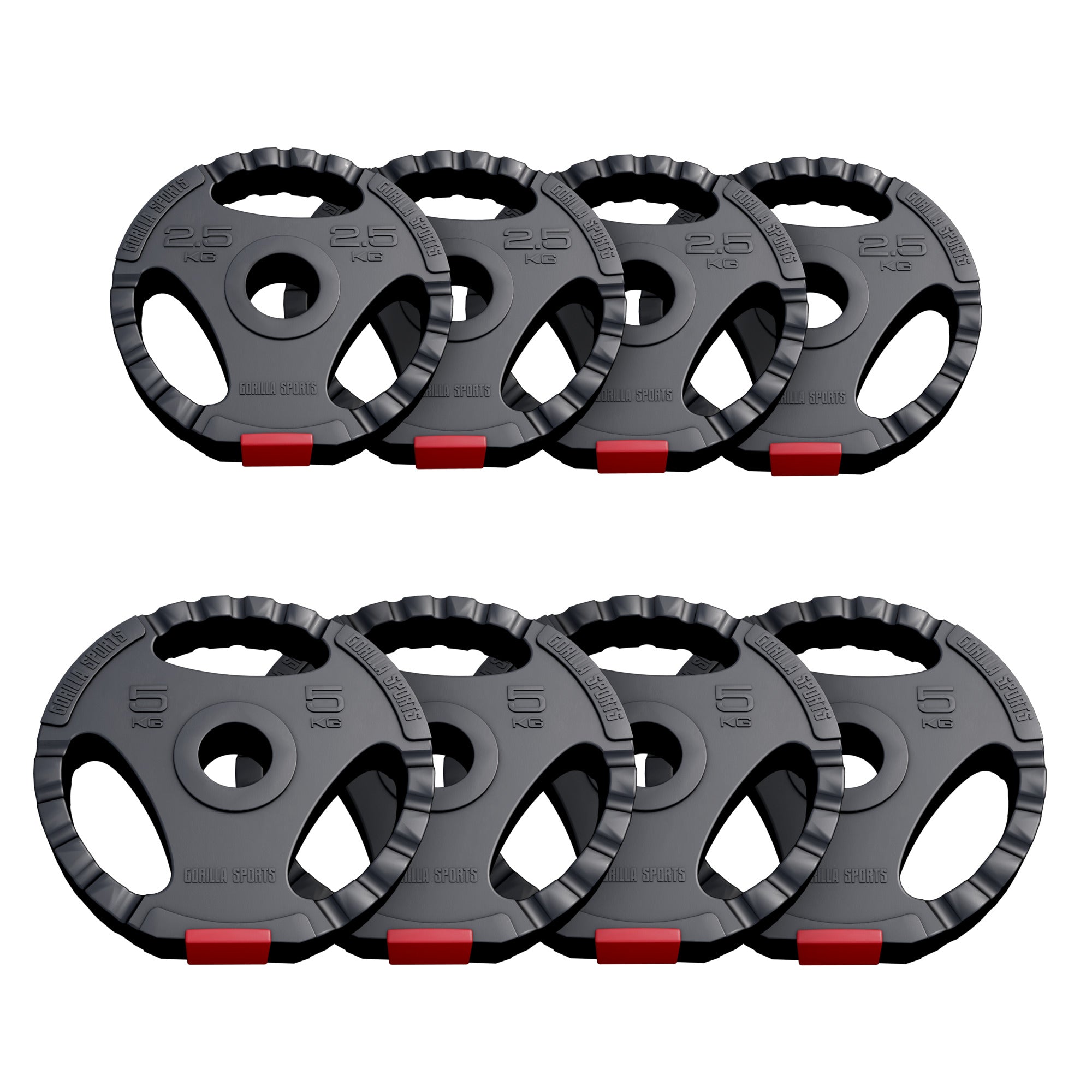Tri Grip Painolevysarja 50/51 mm, 30 kg - 4 x 2,5 - 4 x 5 kg.