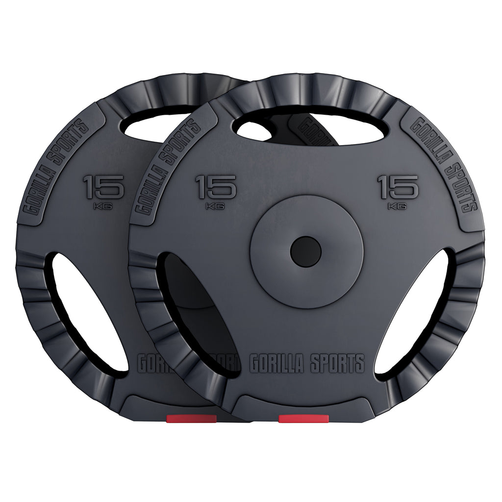 Levypainot 2x15kg, 30mm Vinyylipainot Otekahvoilla, Musta