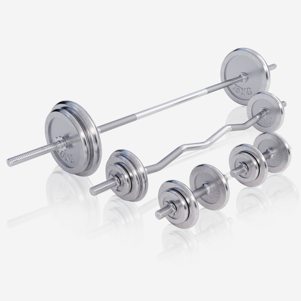 Monipuolinen Painonnostopenkki + Krominen Ø 30mm Levytankosarja 108kg