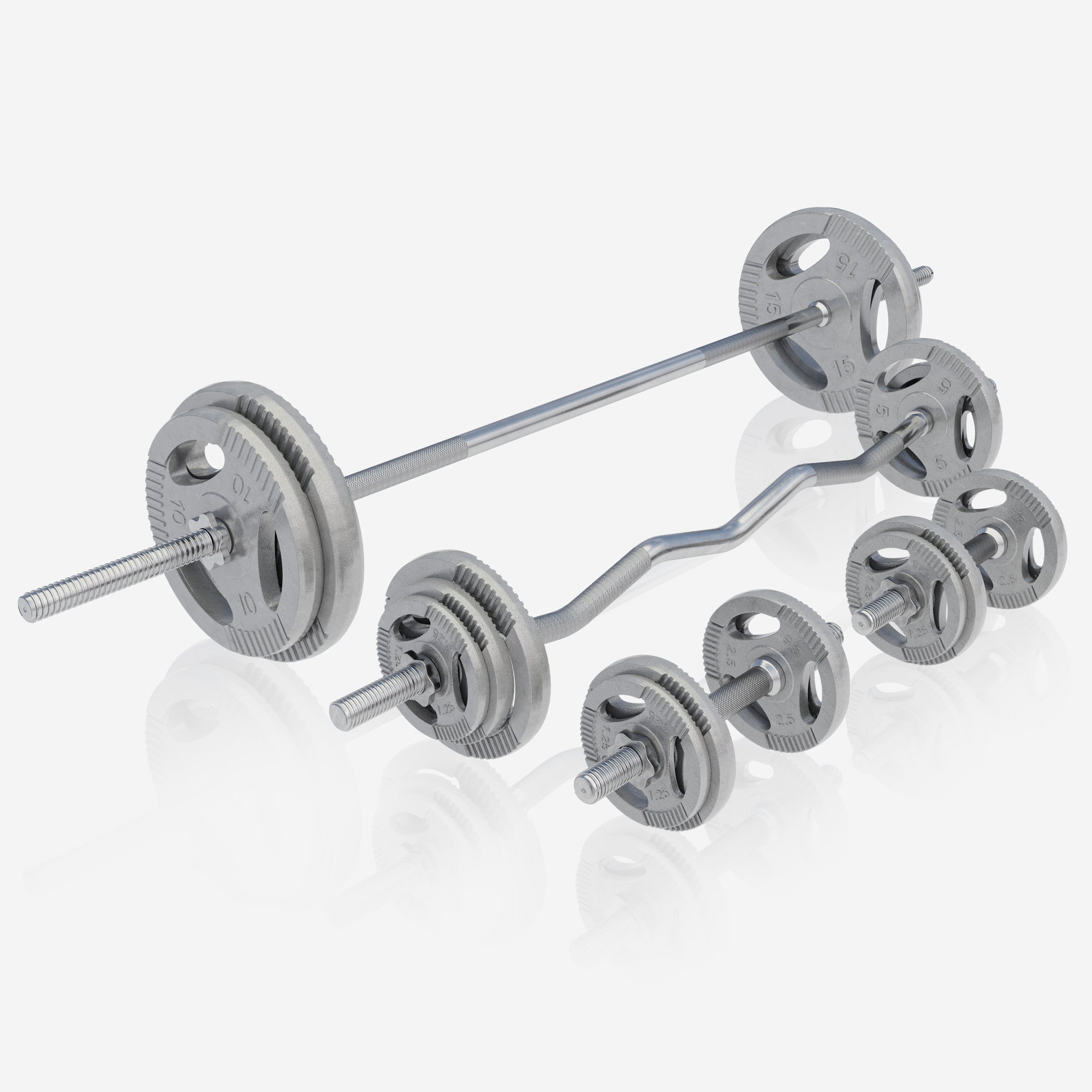 Monipuolinen Säädettävä Painonnostopenkki + Painot Valurautainen Tri Grip Levytankosarja 108kg