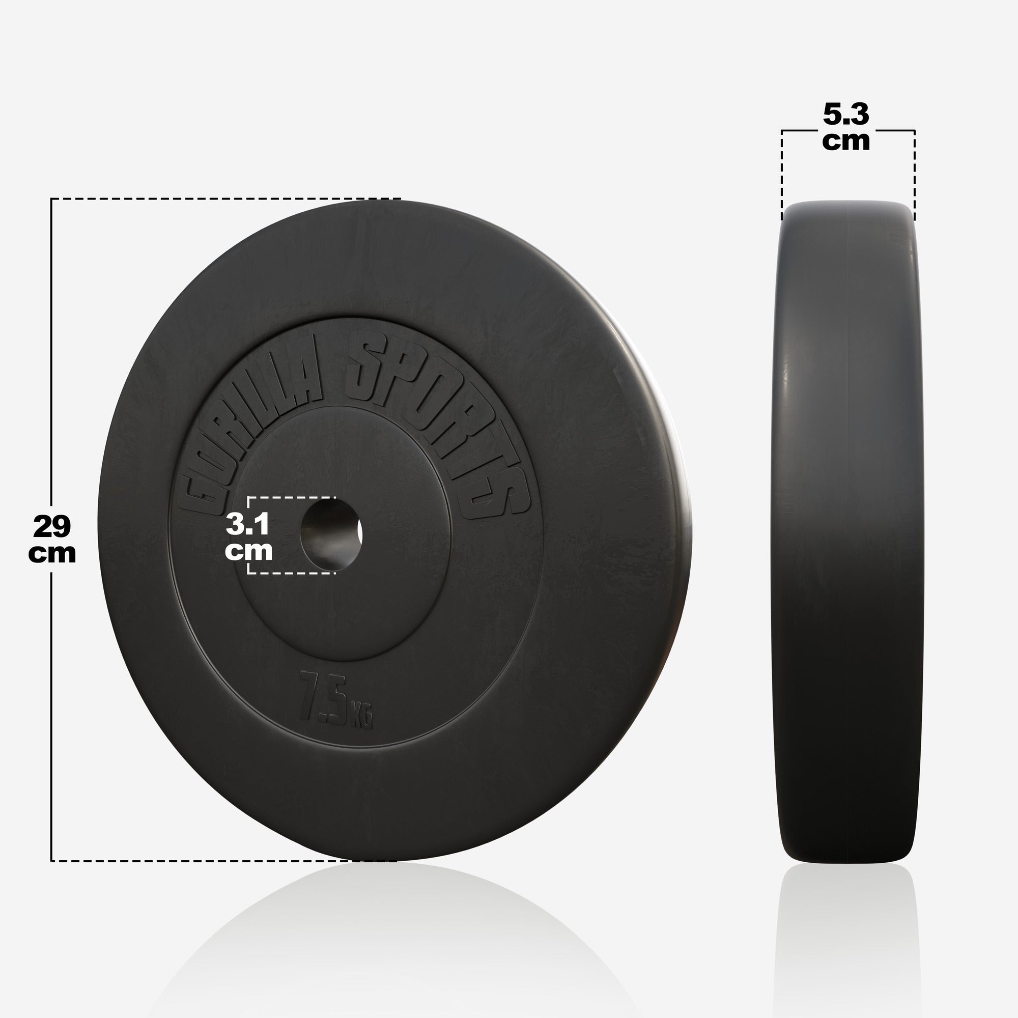 Levypaino 7,5kg, 30mm Vinyylipaino, Musta