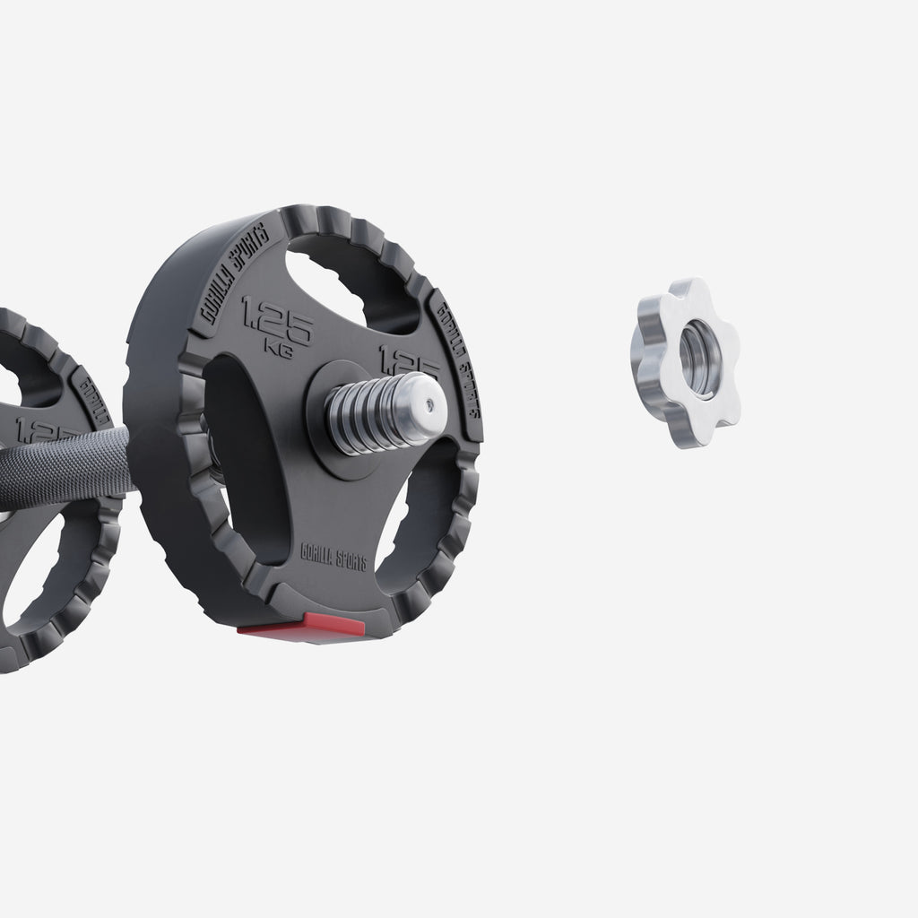 Levypaino 1,25kg, 30mm Vinyylipaino Otekahvoilla, Musta