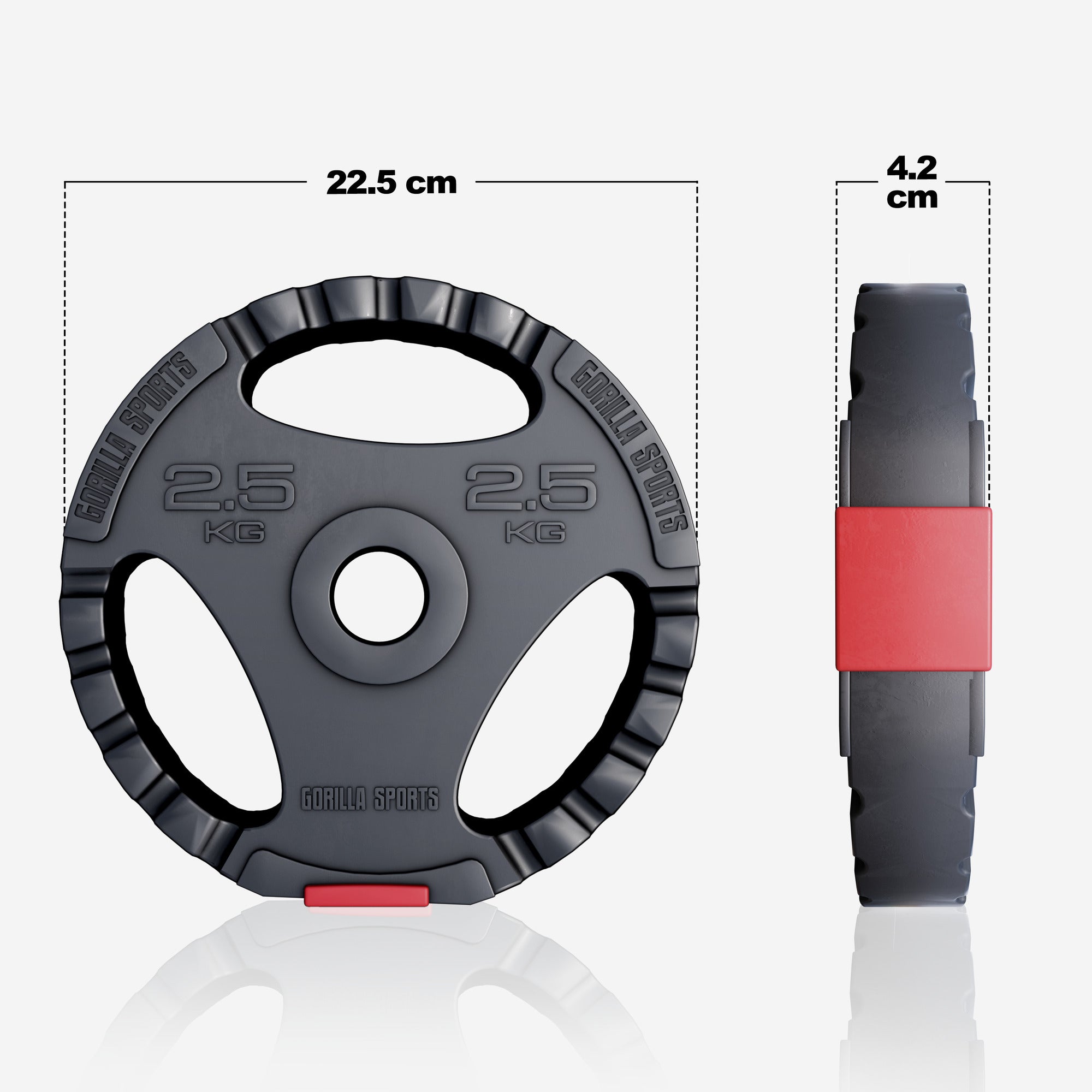 Levypaino 2,5kg, 30mm Vinyylipaino Otekahvoilla, Musta