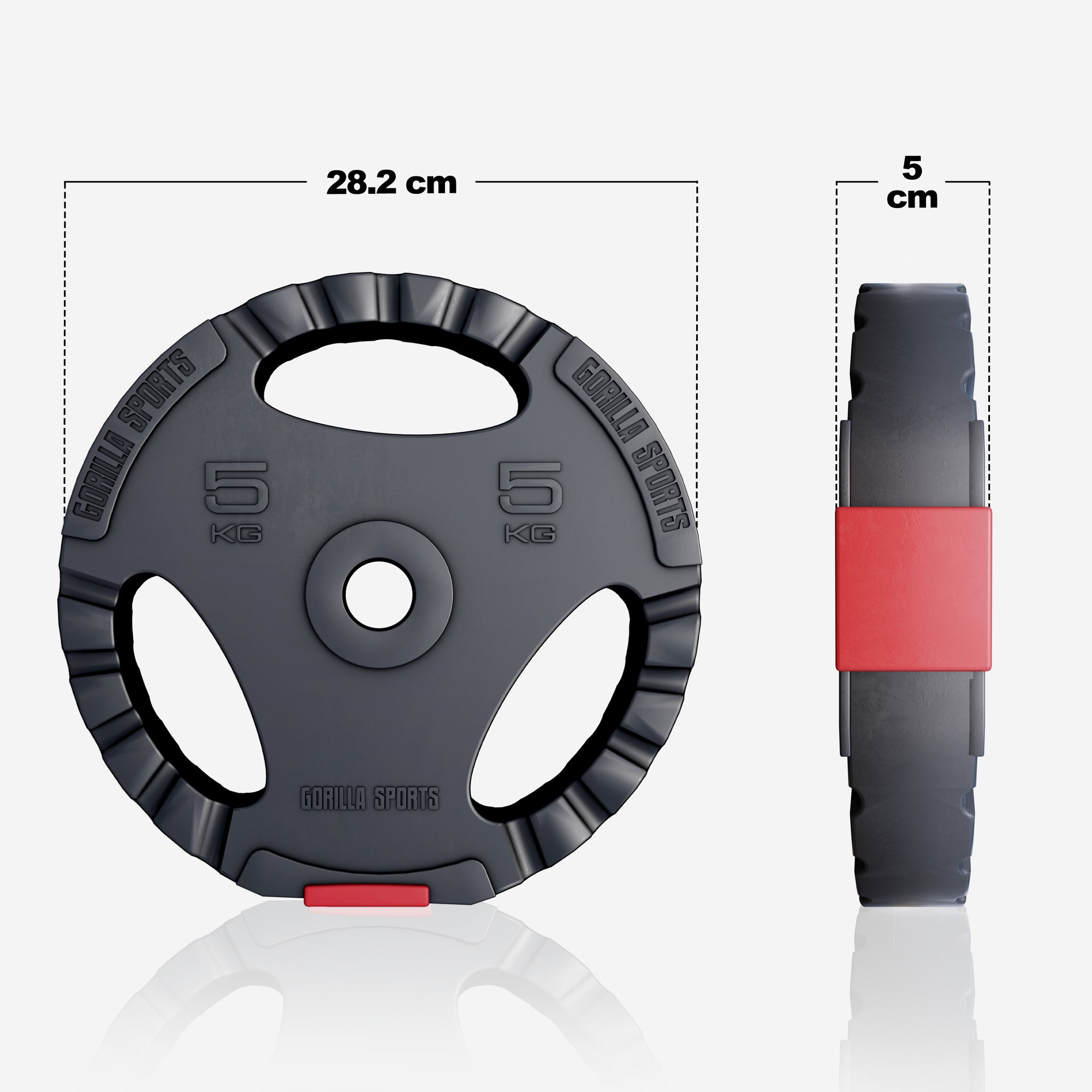 Levypaino 5kg, 30mm Vinyylipaino Otekahvoilla, Musta