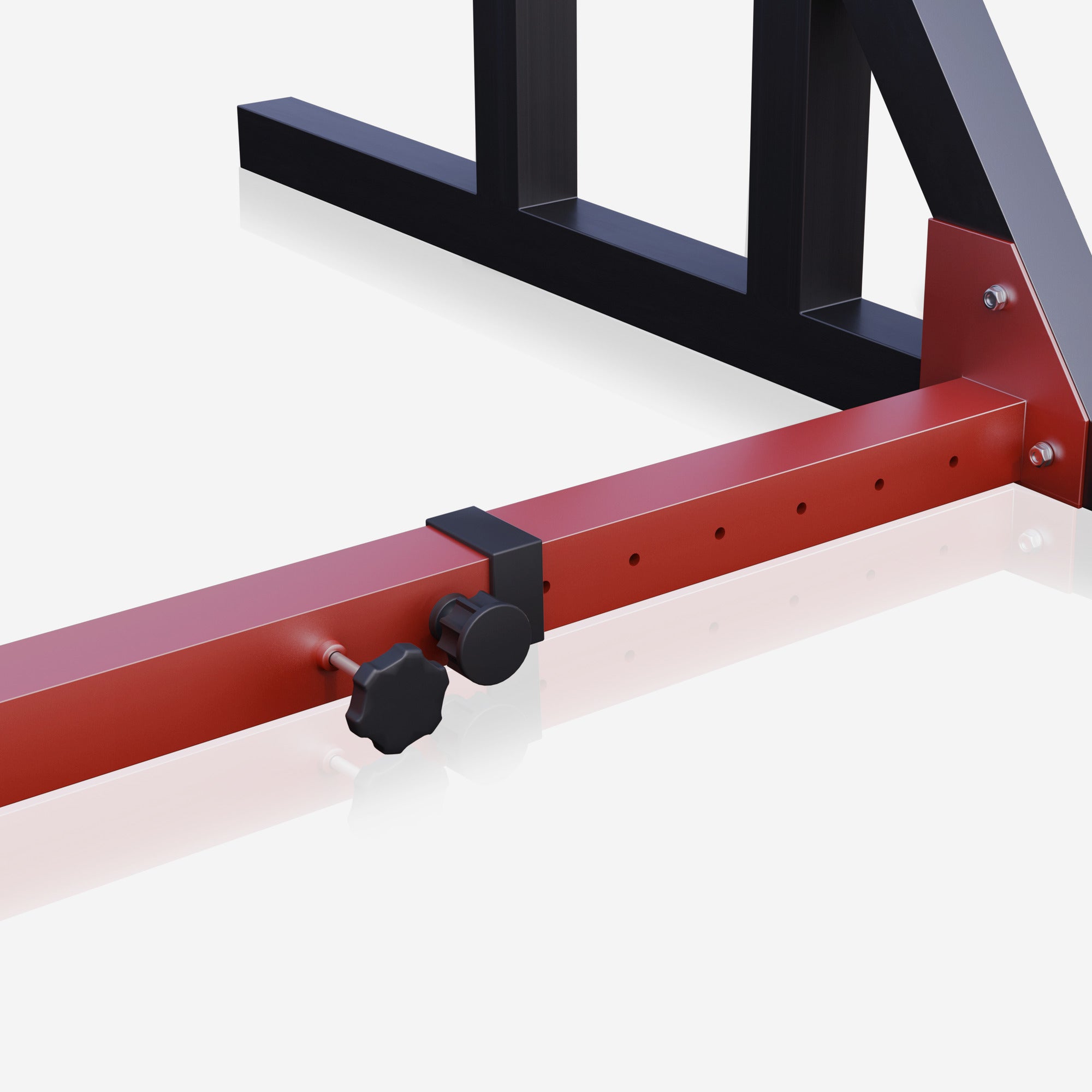 Kyykkyteline / Squat Rack Kotisalille – Säädettävä, Varmistusraudat & Dippikahvat 300 kg Musta/Punainen