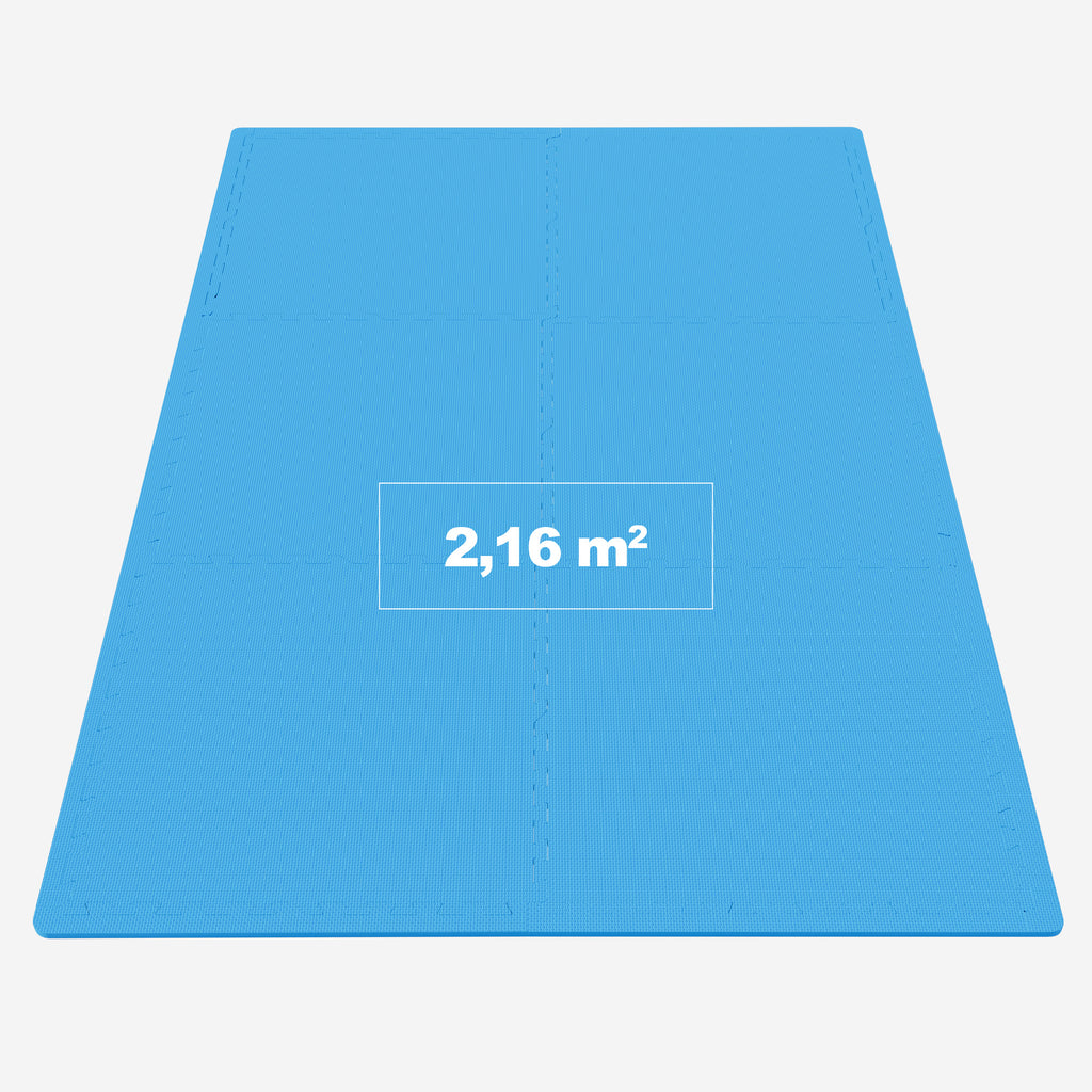 Suojamatto / Palamatto, 6 Palaa + 12 Reunapalaa 60x60x1,2cm EVA-Vaahtomuovi Sininen