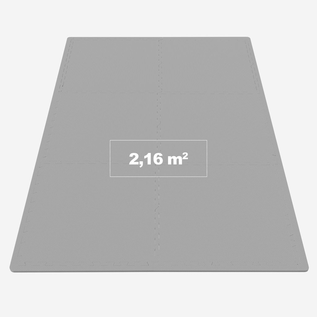 Suojamatto / Palamatto, 6 Palaa + 12 Reunapalaa 60x60x1,2cm EVA-Vaahtomuovi Harmaa