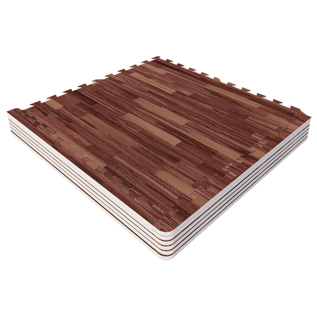 Suojamatto / Palamatto, 6 Palaa + 12 Reunapalaa 60x60x1,2cm EVA-Vaahtomuovi Tumma Puukuosi