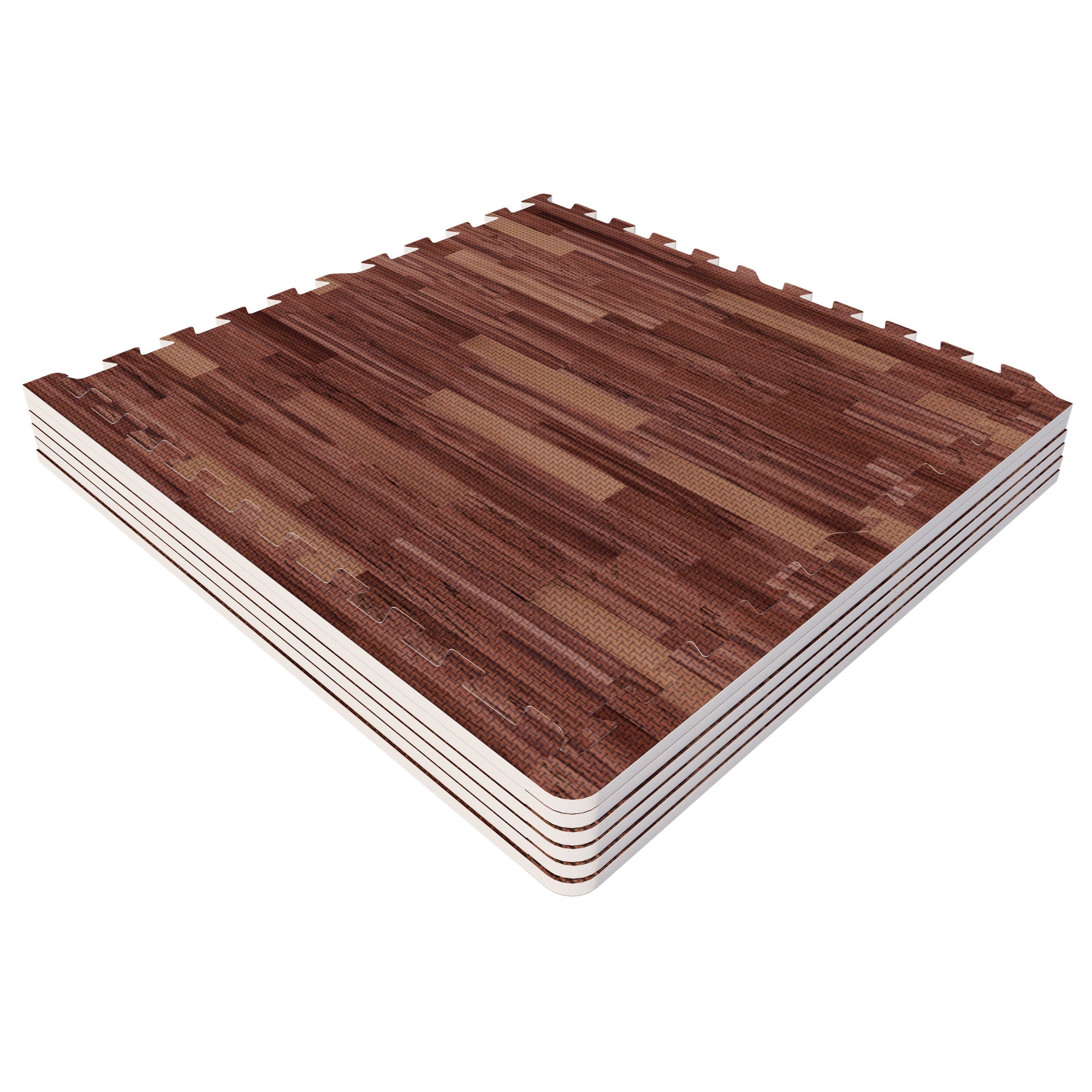 Suojamatto / Palamatto, 6 Palaa + 12 Reunapalaa 60x60x1,2cm EVA-Vaahtomuovi Tumma Puukuosi