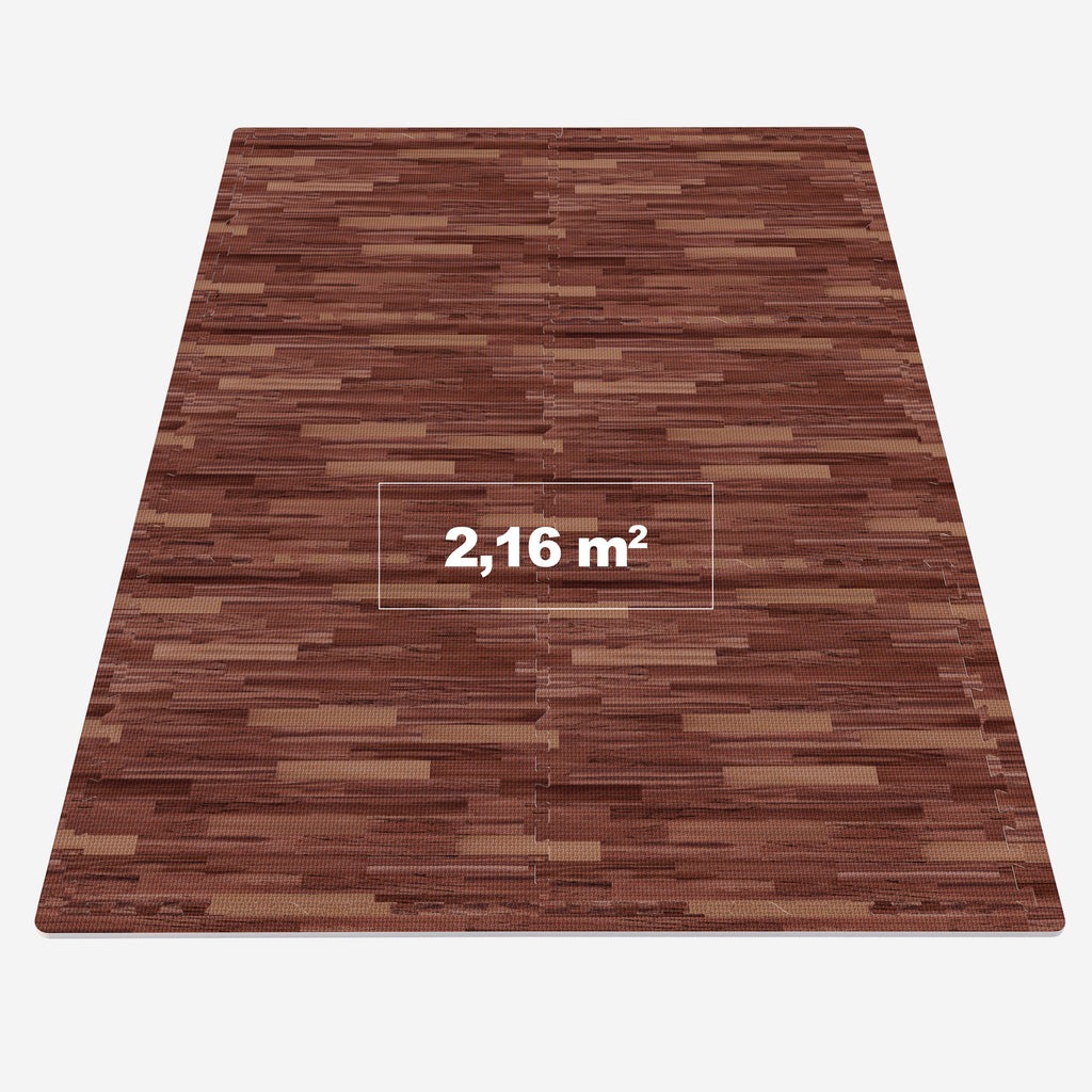 Suojamatto / Palamatto, 6 Palaa + 12 Reunapalaa 60x60x1,2cm EVA-Vaahtomuovi Tumma Puukuosi