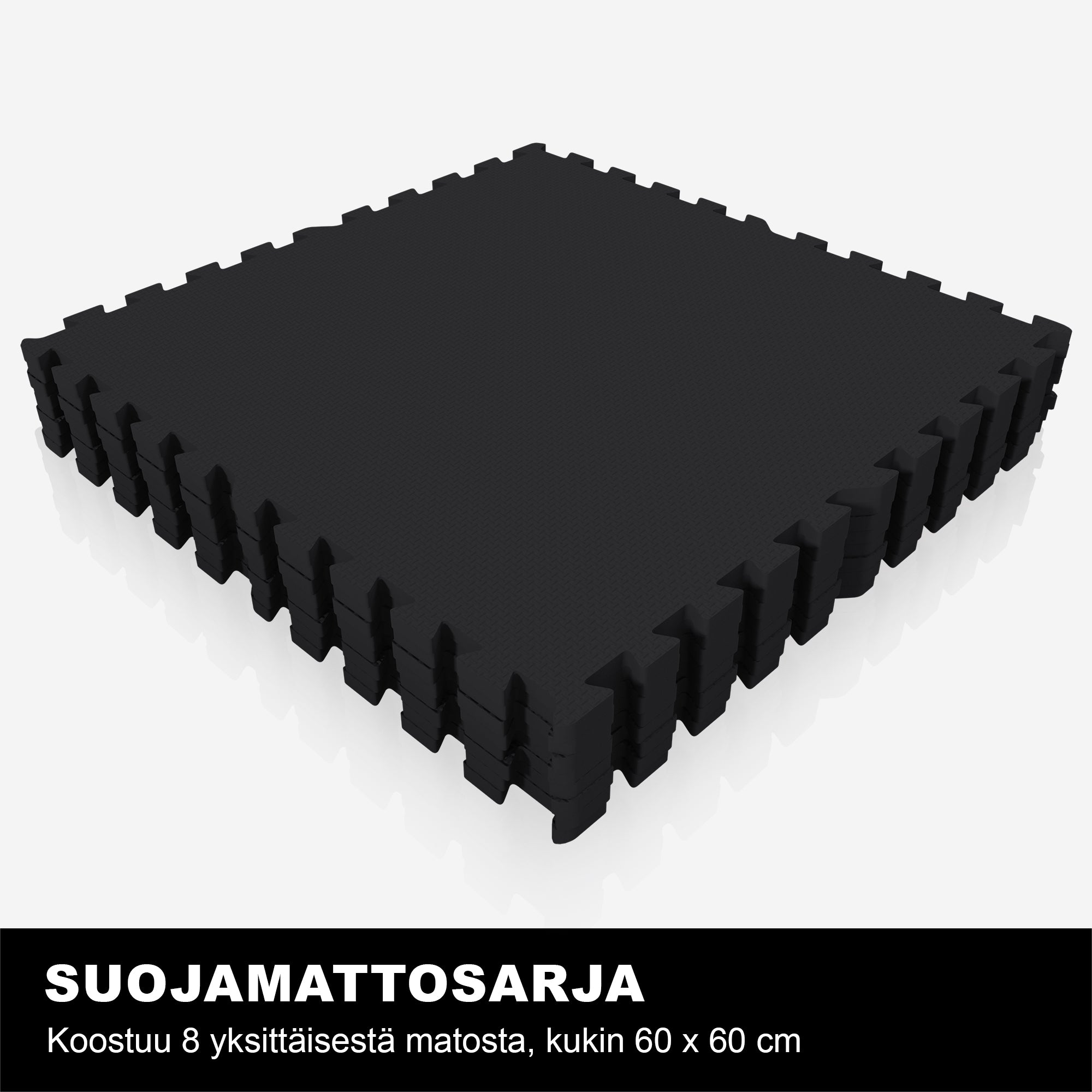 Treenimatto / Palamatto, 8 Palaa 60x60x1,2cm EVA-Vaahtomuovi Musta