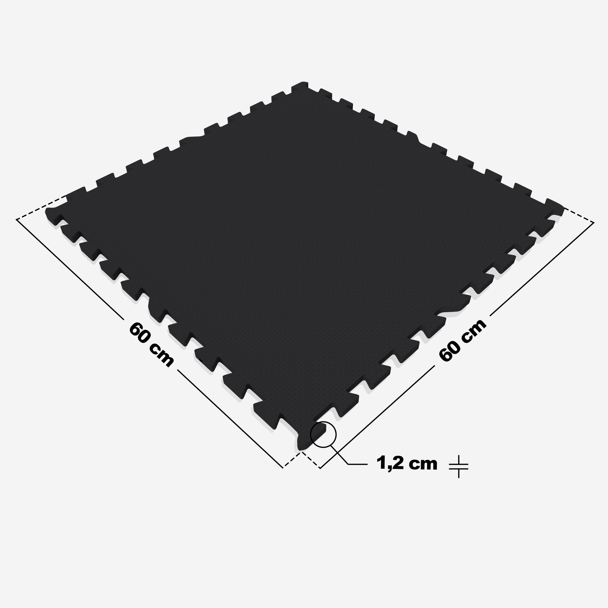 Treenimatto / Palamatto, 16 Palaa 60x60x1,2cm EVA-Vaahtomuovi Musta