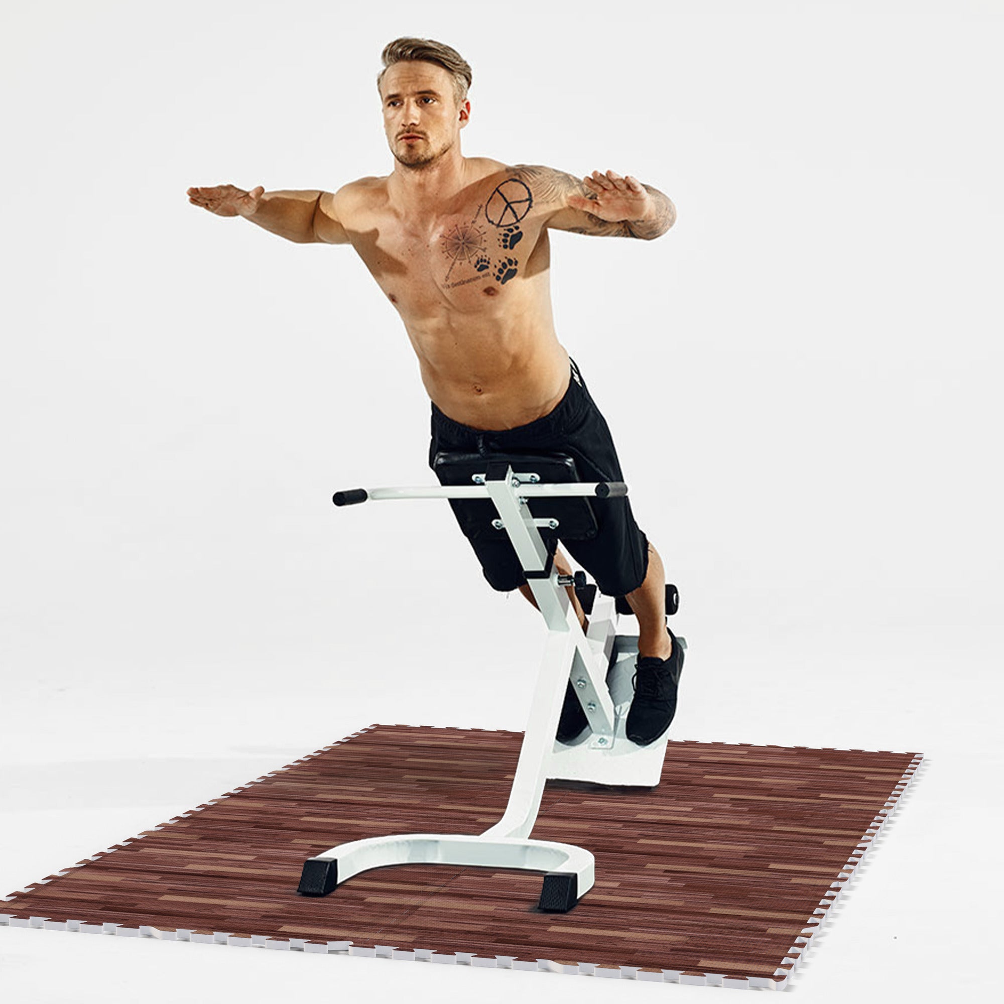 Treenimatto / Palamatto, 8 Palaa 60x60x1,2cm EVA-Vaahtomuovi Tumma Puukuosi