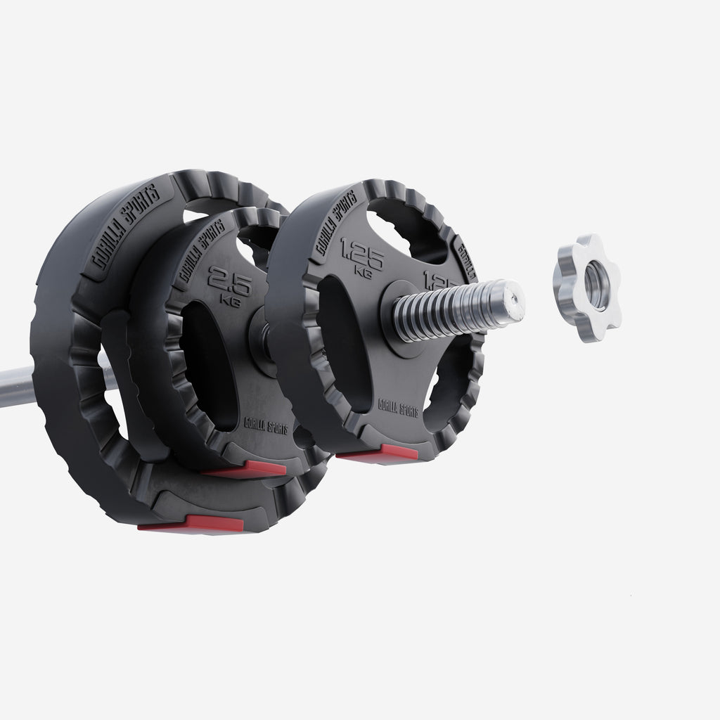 Levypainot 2x5kg 2x2,5kg 2x1,25kg, 30mm Vinyylipainot Otekahvoilla, Musta