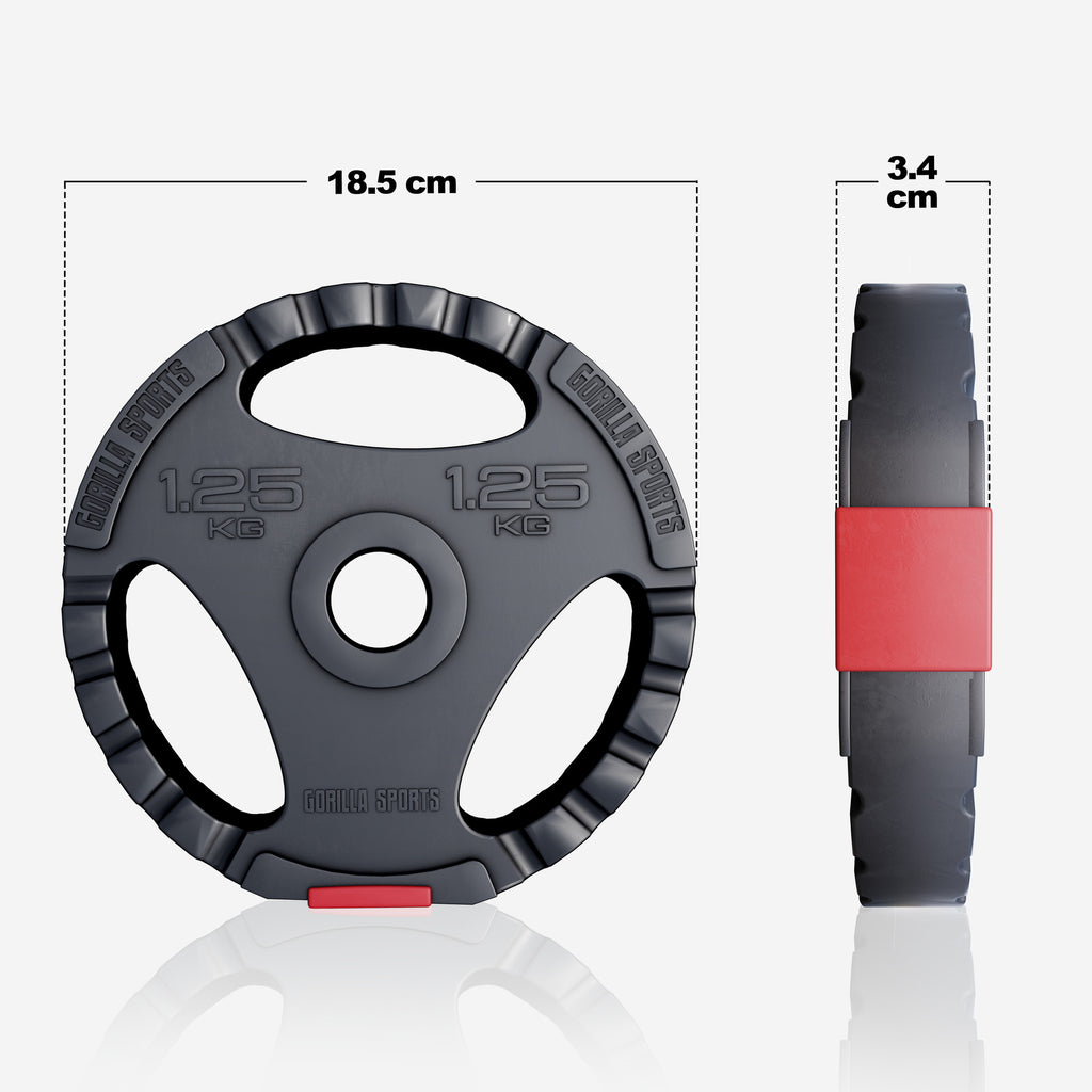 Levypainot 4x5kg 2x2,5kg 2x1,25kg, 30mm Vinyylipainot Otekahvoilla, Musta
