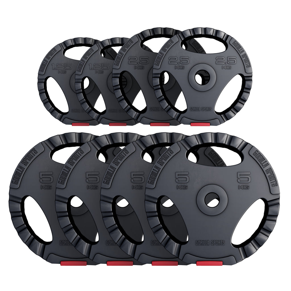 Levypainot 4x5kg 2x2,5kg 2x1,25kg, 30mm Vinyylipainot Otekahvoilla, Musta