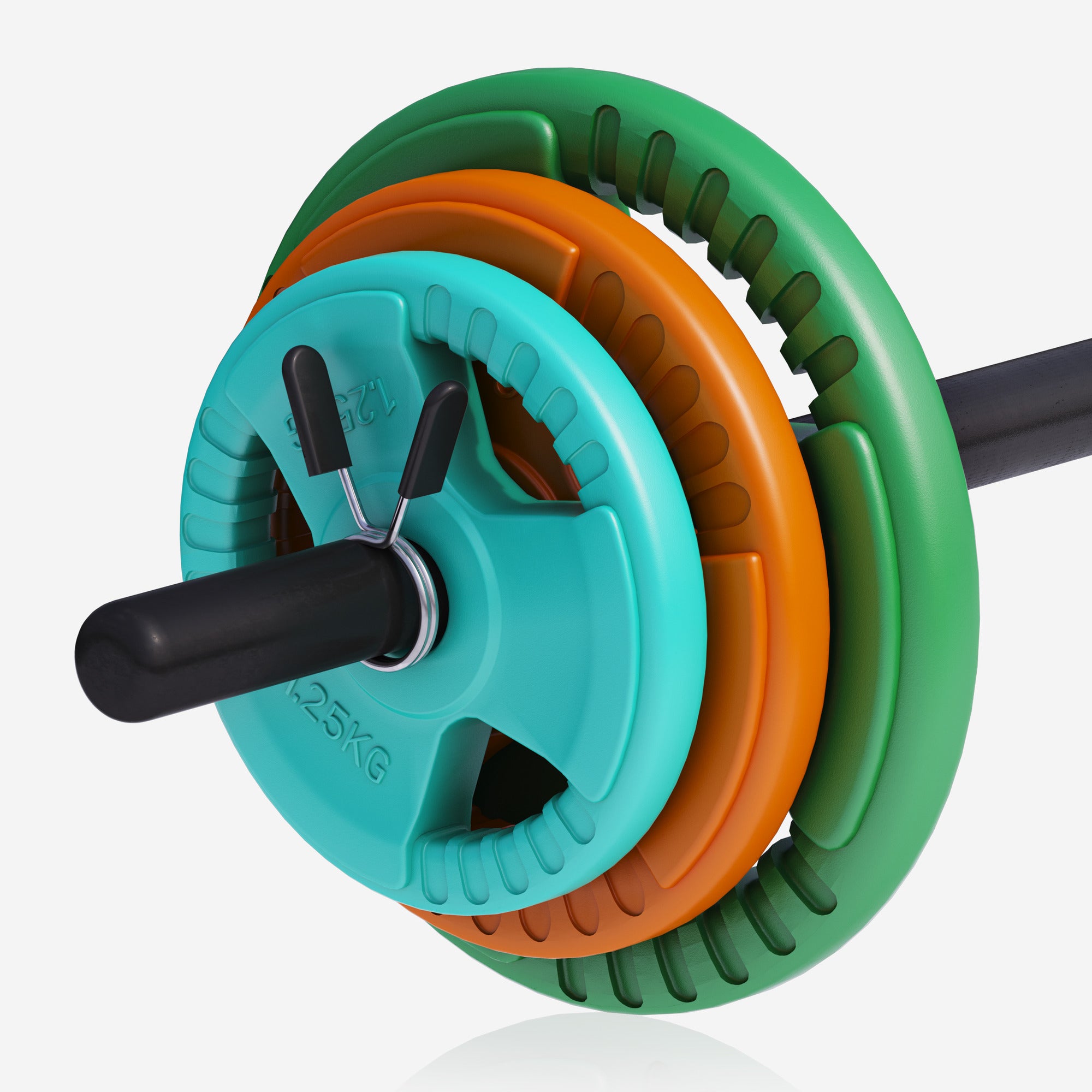 Kumipinnoitteiset Levypainot 20kg ja Pump Tanko Jousilukoilla 130cm, Ø 30mm, 2kg Musta