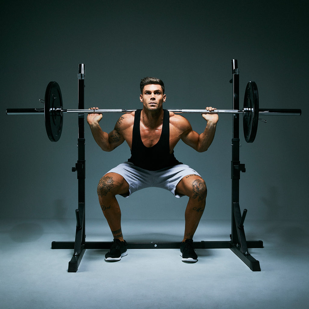 Säädettävä Kyykkyteline – Squat Rack Dippikahvoilla ja Turvaraudoilla, 250 kg