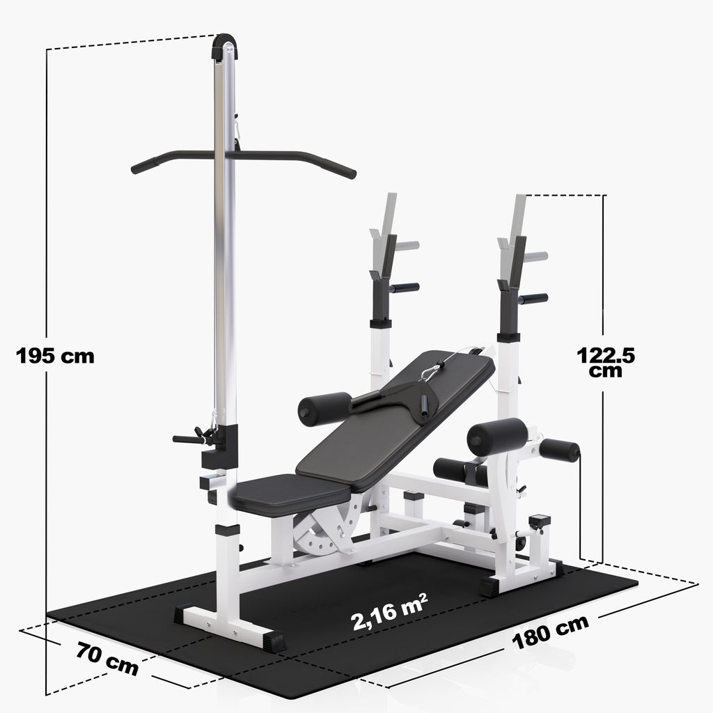 Monipuolinen Kotikuntoilulaite + Vinyylinen Levytankosarja 100kg + 18 Palan Suojamatto