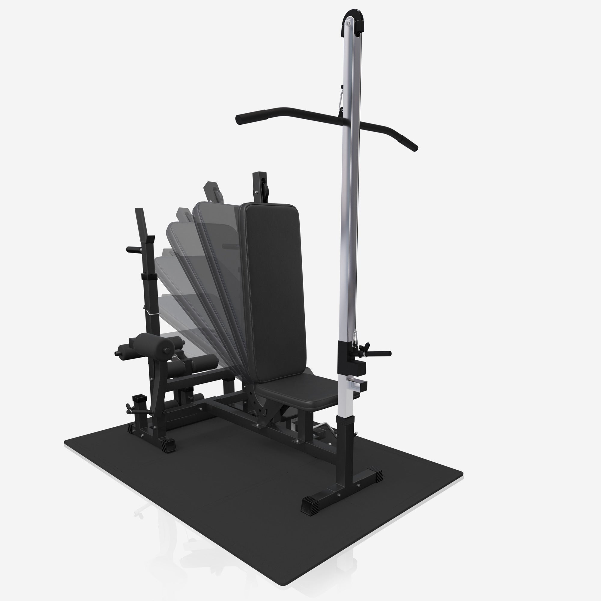 Monipuolinen Kotikuntoilulaite + Vinyylinen Levytankosarja 100kg + 18 Palan Suojamatto, musta