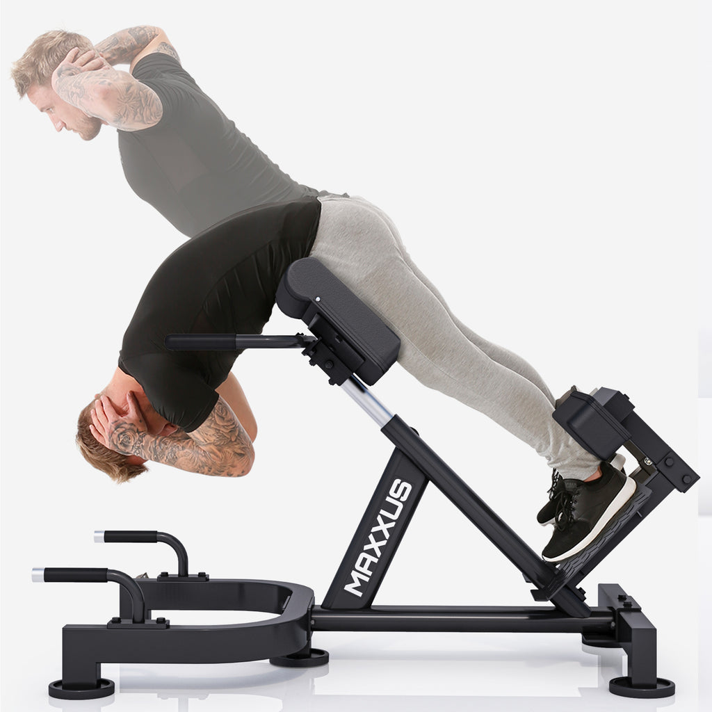 MAXXUS Selkäpenkki PRO / Selkälihaspenkki Punnerrus- Ja Dippikahvoilla Säädettävä