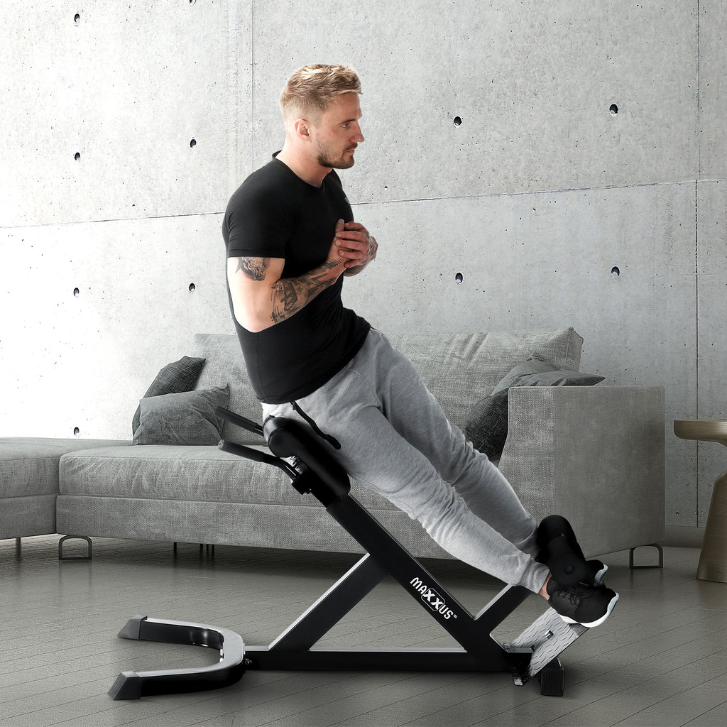 MAXXUS Selkäpenkki / Selkälihaslaite Dippikahvoilla Säädettävä Musta