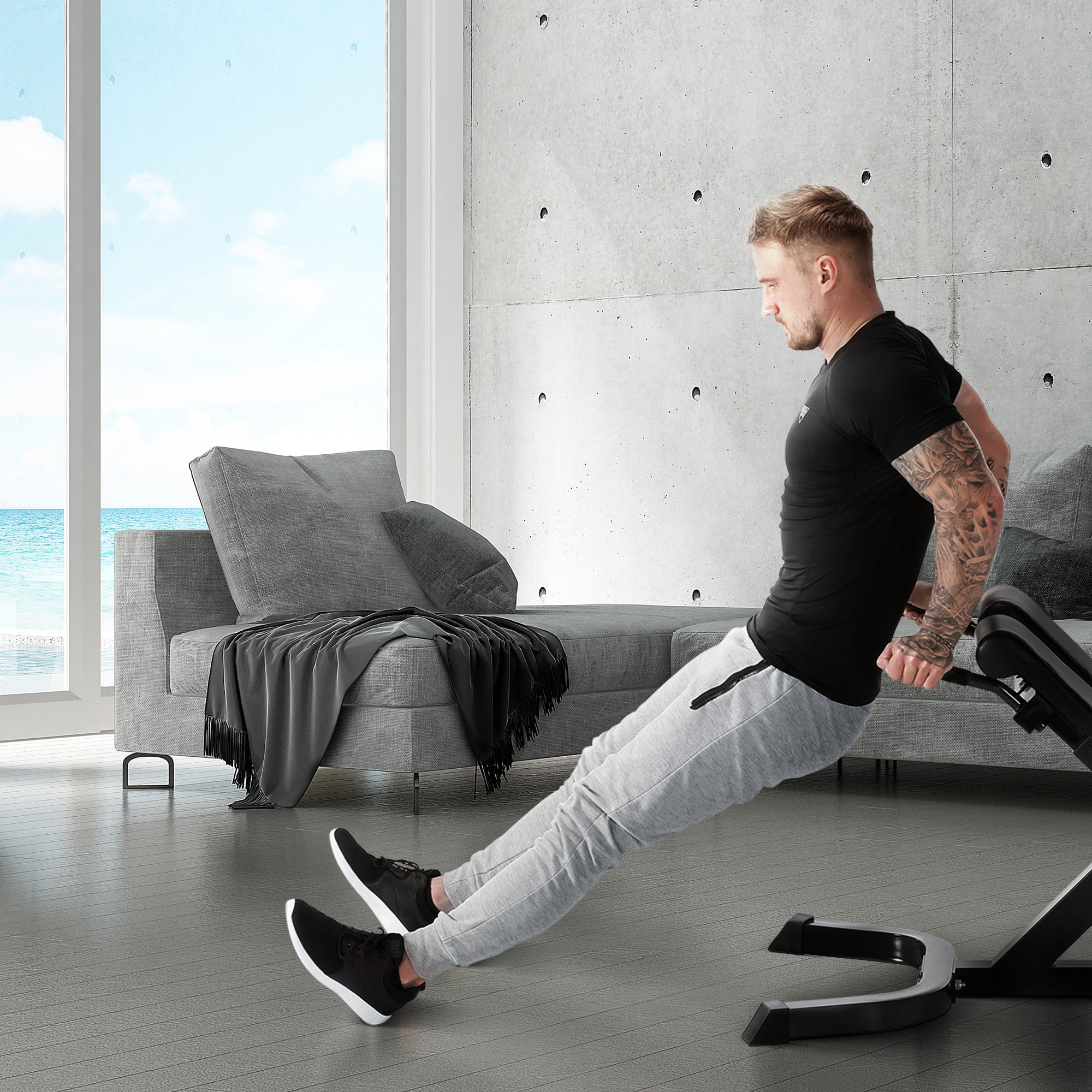 MAXXUS Selkäpenkki / Selkälihaslaite Dippikahvoilla Säädettävä Musta