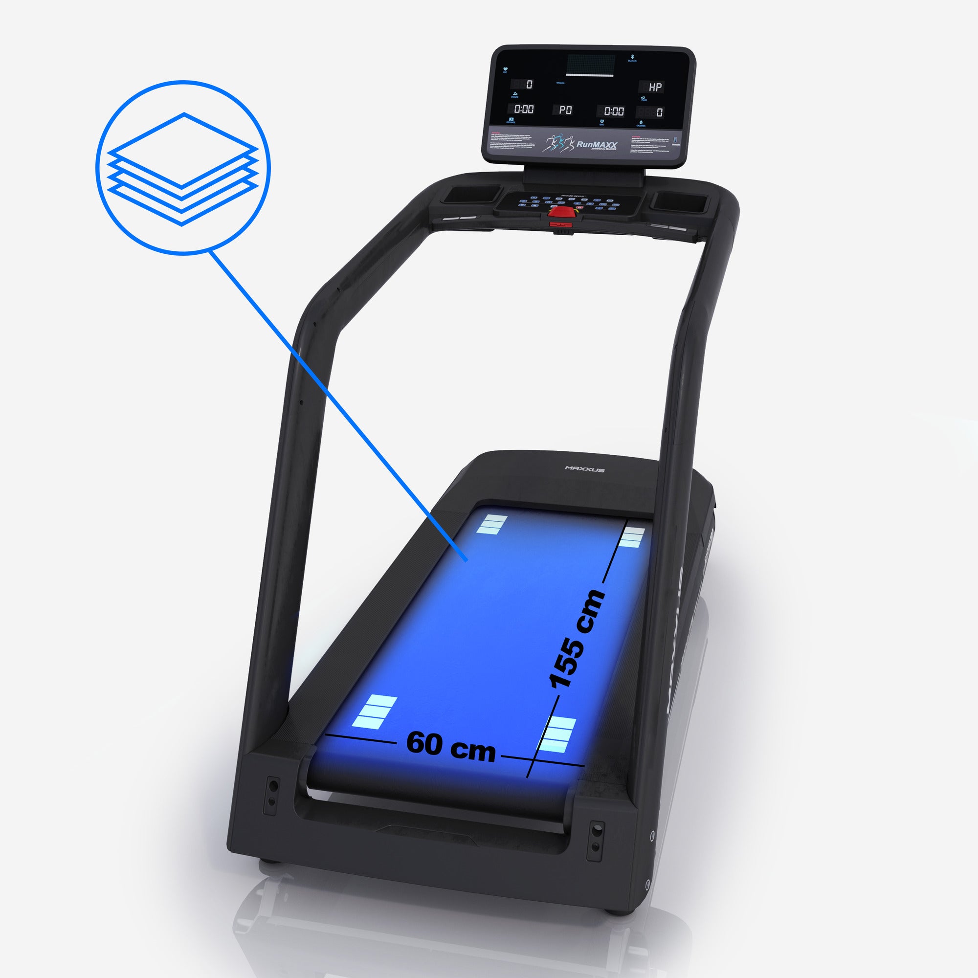 MAXXUS Juoksumatto RunMaxx 90 Pro LCD-Näytöllä Kaksoispehmustejärjestelmällä, Musta