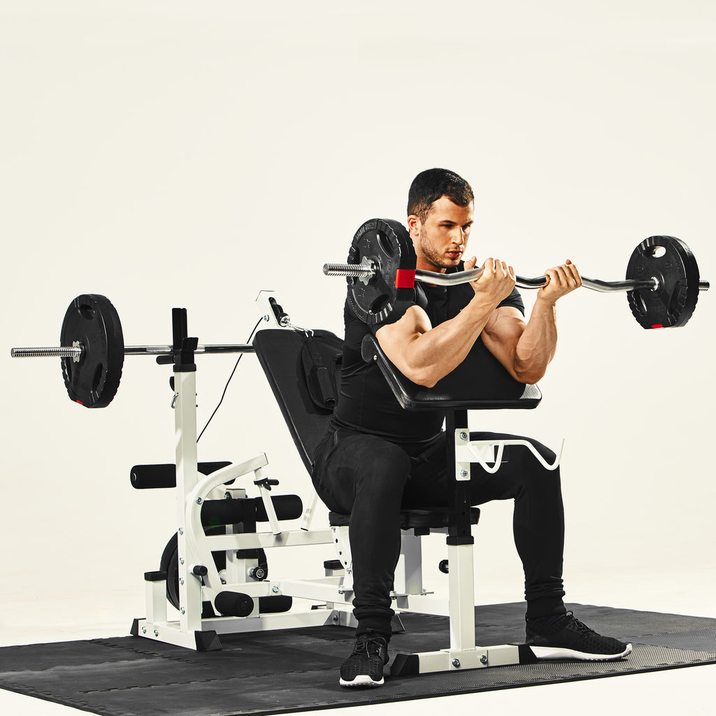 Monipuolinen Kuntokeskus Kotiin Valkoinen + Vinyylinen Tri Grip Levytankosarja 100kg