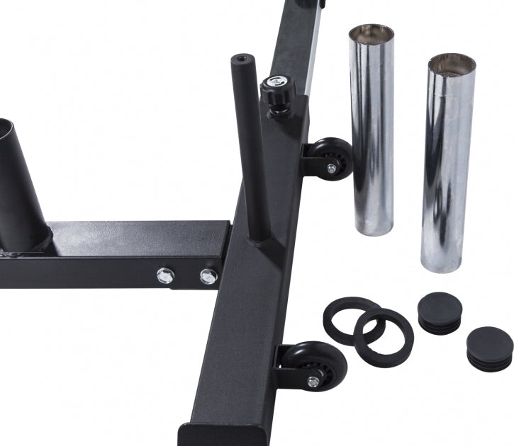 Monipuolinen Kyykkyteline + Olympia Levytankosarja Jousilukoilla 140kg, Ø 50/51mm