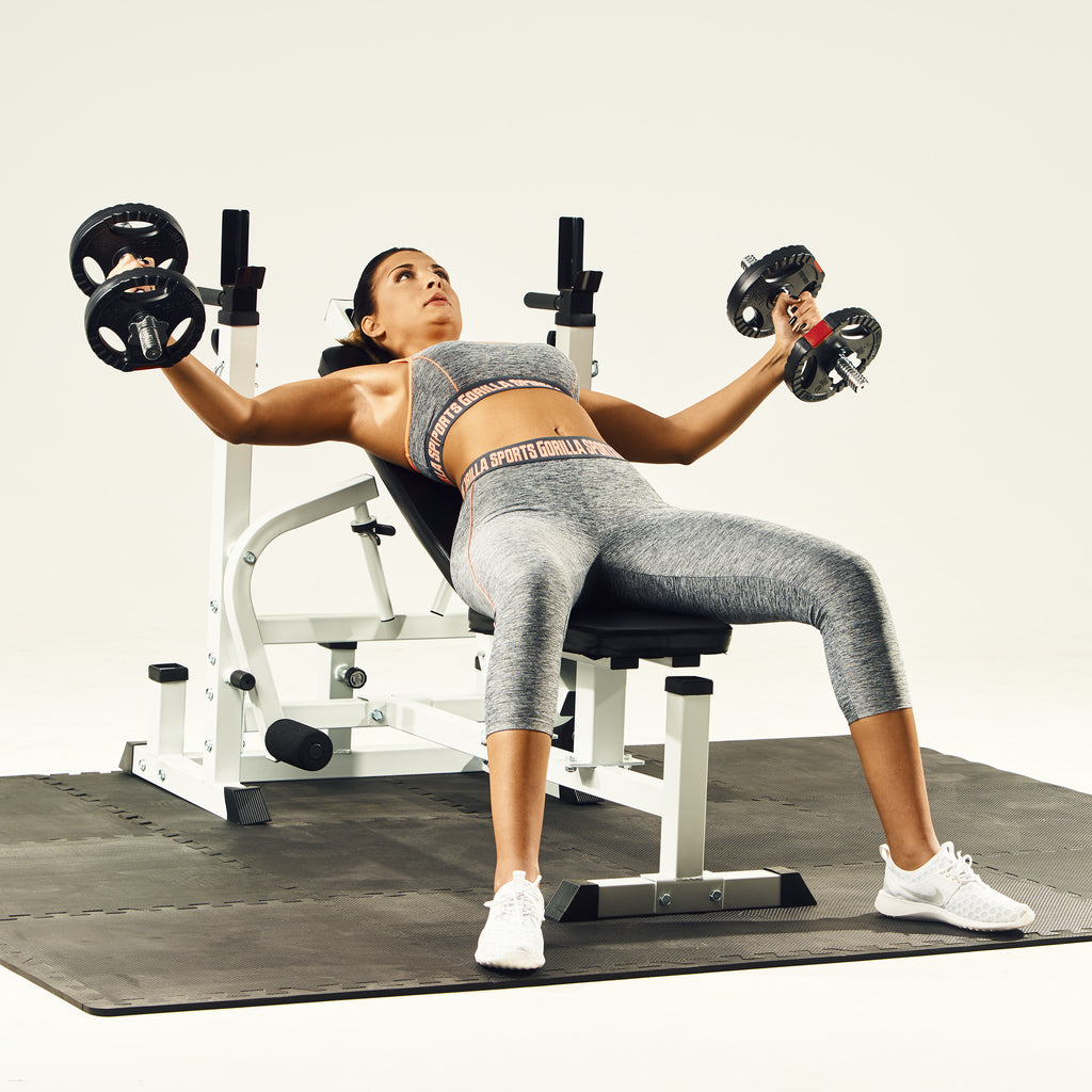 Monipuolinen Kuntokeskus Kotiin Valkoinen + Vinyylinen Tri Grip Levytankosarja 100kg