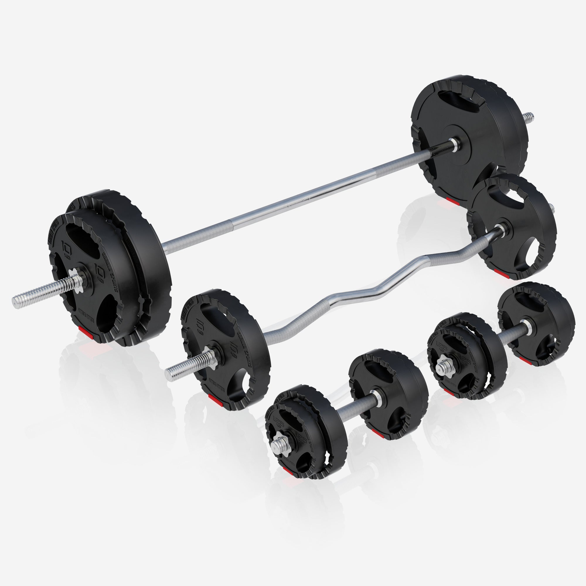 Monipuolinen Kuntokeskus Kotiin Valkoinen + Vinyylinen Tri Grip Levytankosarja 100kg