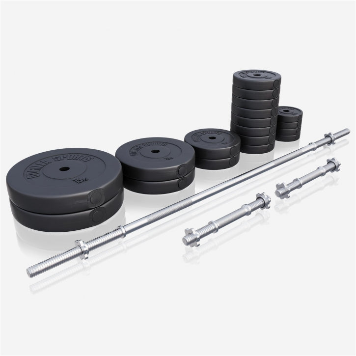 Levytankosarja 100kg / Vinyyliset Levypainot + Suora Levytanko ja Käsipainotangot Ø 30/31mm