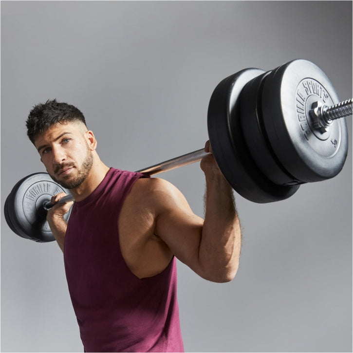 Levytankosarja 130kg / Vinyyliset Levypainot + Suora Levytanko ja Käsipainotangot Ø 30/31mm