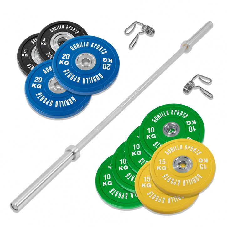 Monipuolinen Kyykkyteline + Olympia Levytankosarja Jousilukoilla 140kg, Ø 50/51mm