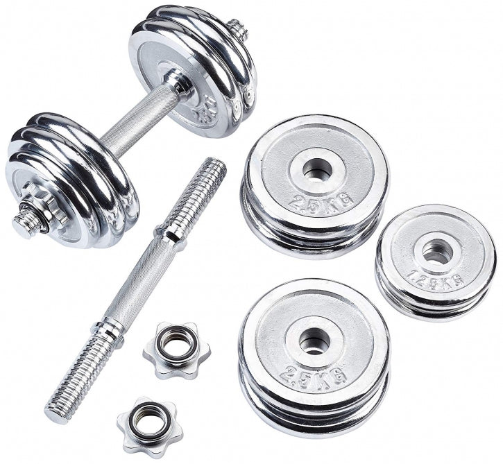 Krominen Käsipainosetti 30kg Kierrelukoilla 35cm, Ø 30/31mm 2kpl