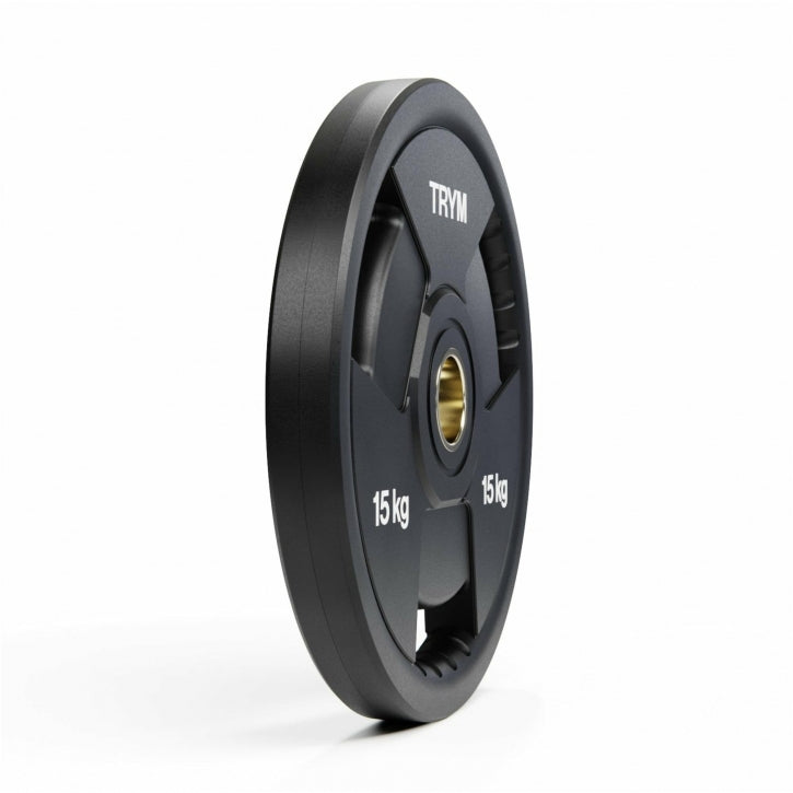 TRYM Vinyyli Tri Grip Levypainot 2x15kg, 50mm Vinyyli Tri Grip Levypainot Teräskeskiöllä, Musta