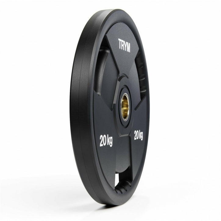 TRYM Vinyyli Tri Grip Levypainot 2x20kg, 50mm Vinyyli Tri Grip Levypainot Teräskeskiöllä, Musta