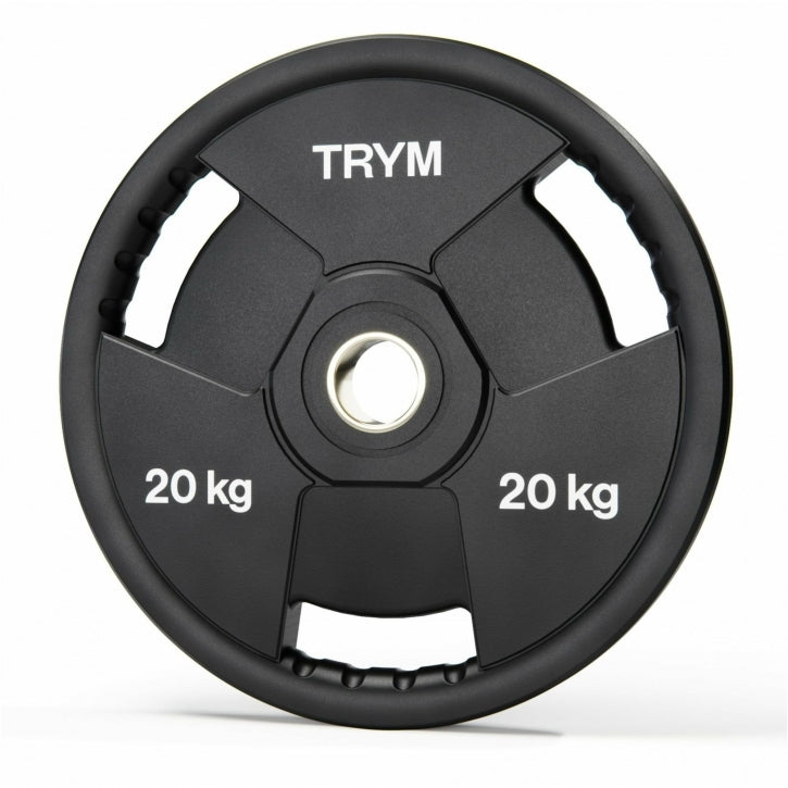 TRYM Vinyyli Tri Grip Levypainot 2x20kg, 50mm Vinyyli Tri Grip Levypainot Teräskeskiöllä, Musta