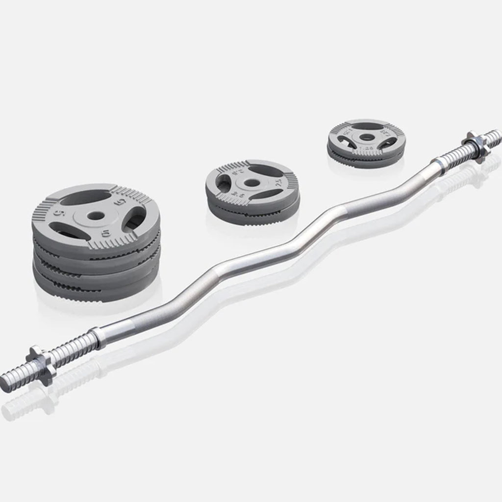 Levytankosarja 35kg / Valurauta Tri Grip Levypainot + EZ Kulmatanko 120cm, Ø 30/31mm