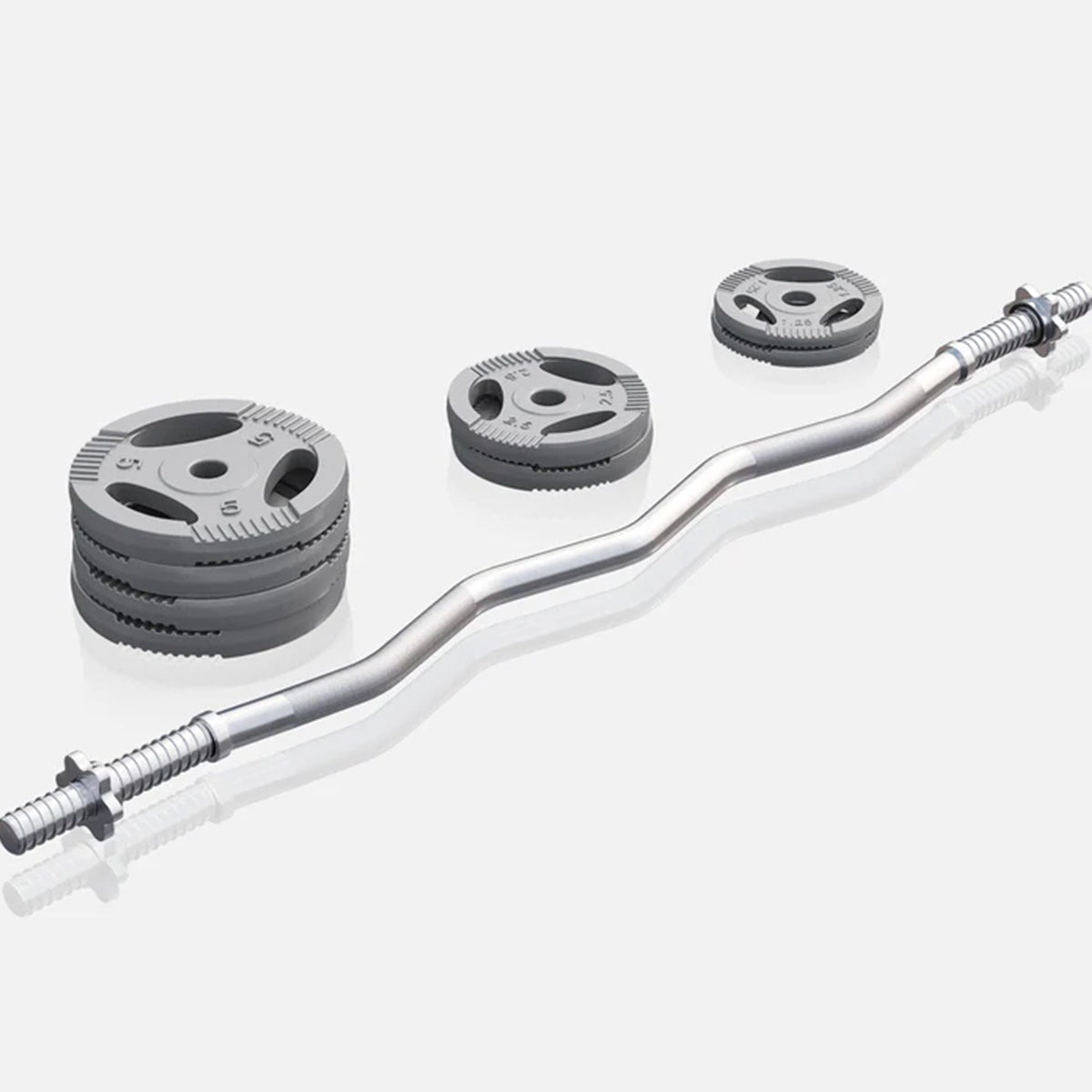 Levytankosarja 35kg / Valurauta Tri Grip Levypainot + EZ Kulmatanko 120cm, Ø 30/31mm