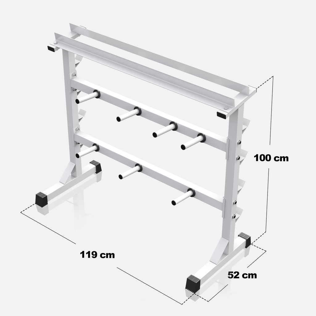 Painoteline, Levy- ja Käsipainoille sekä Levytangoille, Ø 30mm, 400kg, Valkoinen